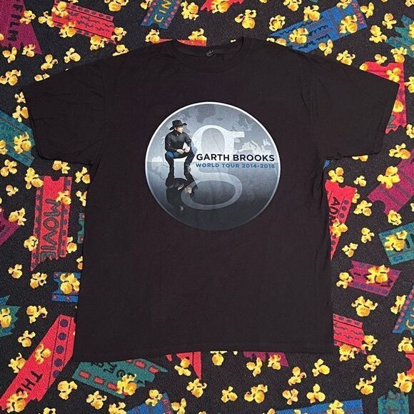 GARTH BROOKS World Tour 2014-2016 Front & Back Graphic Tee Shirt / Size L - Picture 1 of 5
